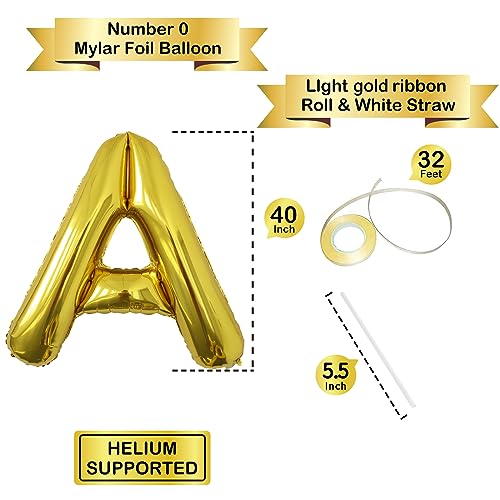 Image of Letter Balloons Gold Party Balloon - 40 Inch Large Gold Letter A Balloon, Letter Balloon Birthday Decorations, Balloon for Women Men Anniversary Party Decorations Supplies