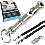 Dog Whistle to Stop Barking with Adjustable 2-Tone Pitched Frequency from PetVitalix for Obedience, Repellent Effect and Clicker Teaching with Keychain, Necklace, Anti Lost Pet ID Tag, Training Ebooks