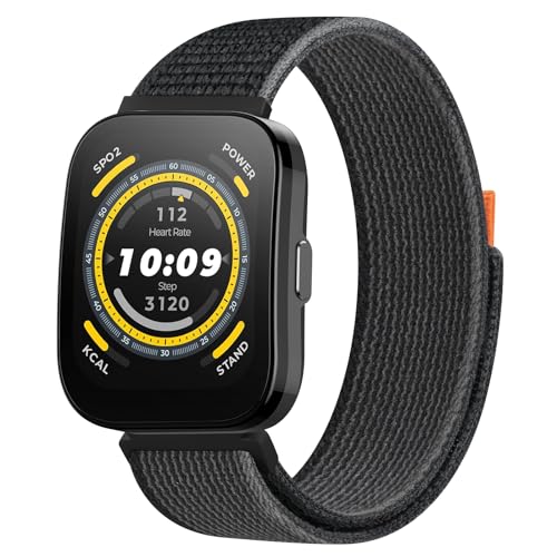 Meliya Band Compatible with Amazfit Bip 5 Band Women Men Women Men, 22mm Adjustable Soft Nylon Replacement Watch Strap for Amazfit Bip 5 Smart Watch (Black Ash)