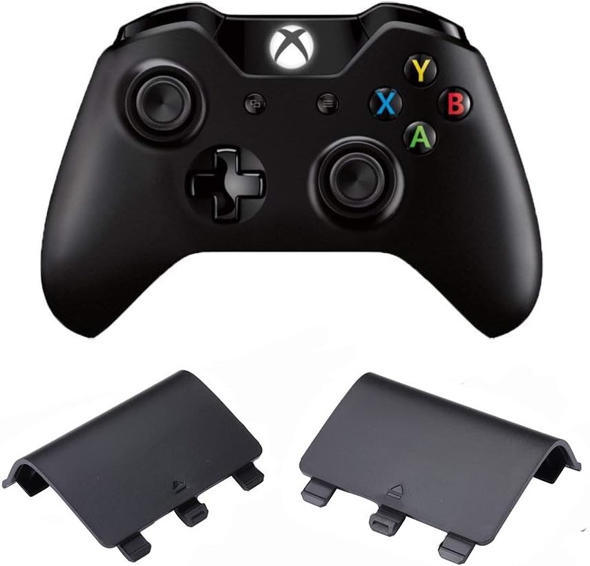 2X Battery Cover Door for Xbox One Controller, Battery Back Shell Repair Part Compatible with Xbox One, One S, One X Wireless Controller (Black)