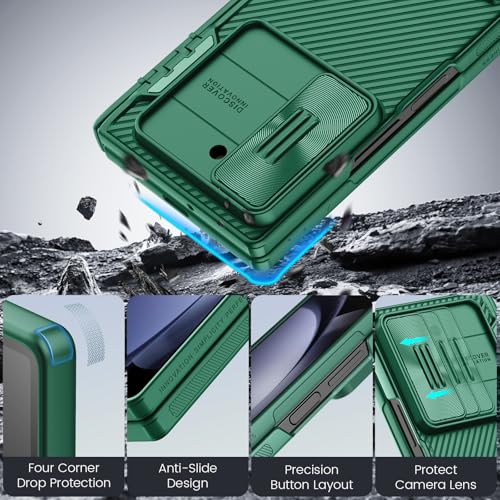 Image of Nillkin Samsung Galaxy Z Fold 6 Case with S Pen Holder & Hinge Protection [Hidden Kickstand] [Slide Camera Cover] CamShield Pro Slim Protective Case for Galaxy Z Fold 6 5G (Dark Green)