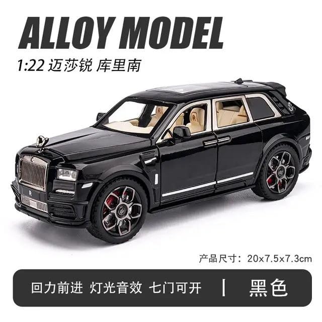Image of Metal Pull Back Diecast Car SUV 1:22 Big Rolls Royce CULLINAN Pull Back Car Model with Sound Light Boys Gifts Toys for Kids【Pack of 1】,multicolor