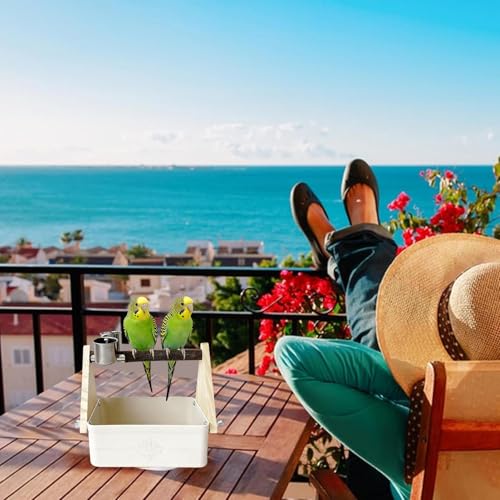 Mangeoire pour perroquet avec bols | Support oiseaux calopsittes