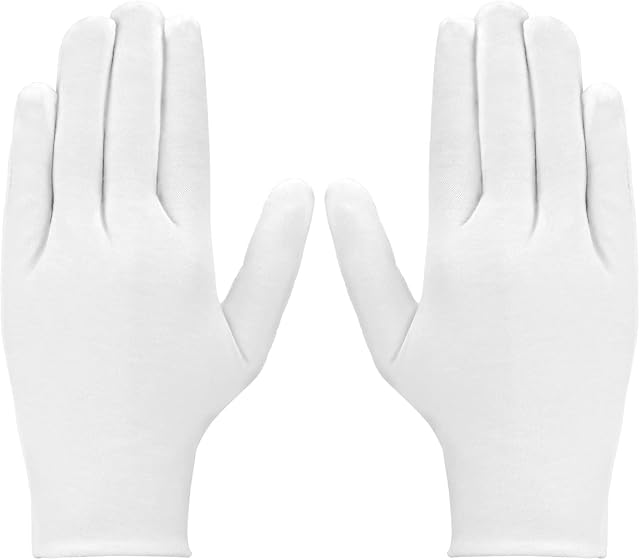 LUTER 3 Pairs White Cotton Gloves Women Men Cloth Gloves for Eczema, Dry Hands, Moisturizing, Coin Jewelry Silver Costume Cleaning, Archival Inspection