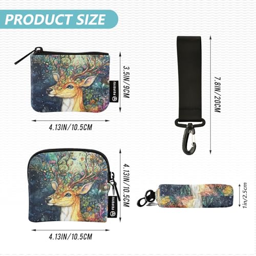 Mysterious Brown Deer Women's Card Cases Change Holder Slim Detachable Money Organizers with Wristlet Strap for Women 2 Packs de Mujer para tarjetas4