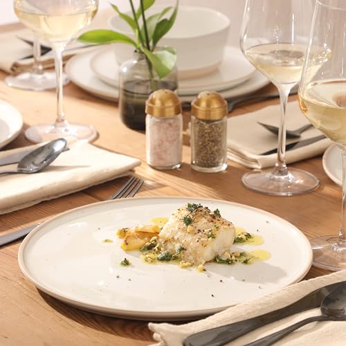 Gibson Elite Humphrey Lane 12 Piece (Service for 4) Plates and Bowls Reactive Glaze Dishes Stoneware Ceramic Dinnerware Set - White by Gibson Elite - Used condition - Image 2