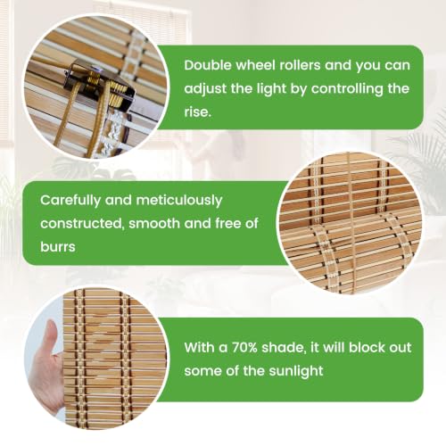 Image of BAYUE Bamboo Blinds, Roll Up Window Shades with Light Filtering for Home