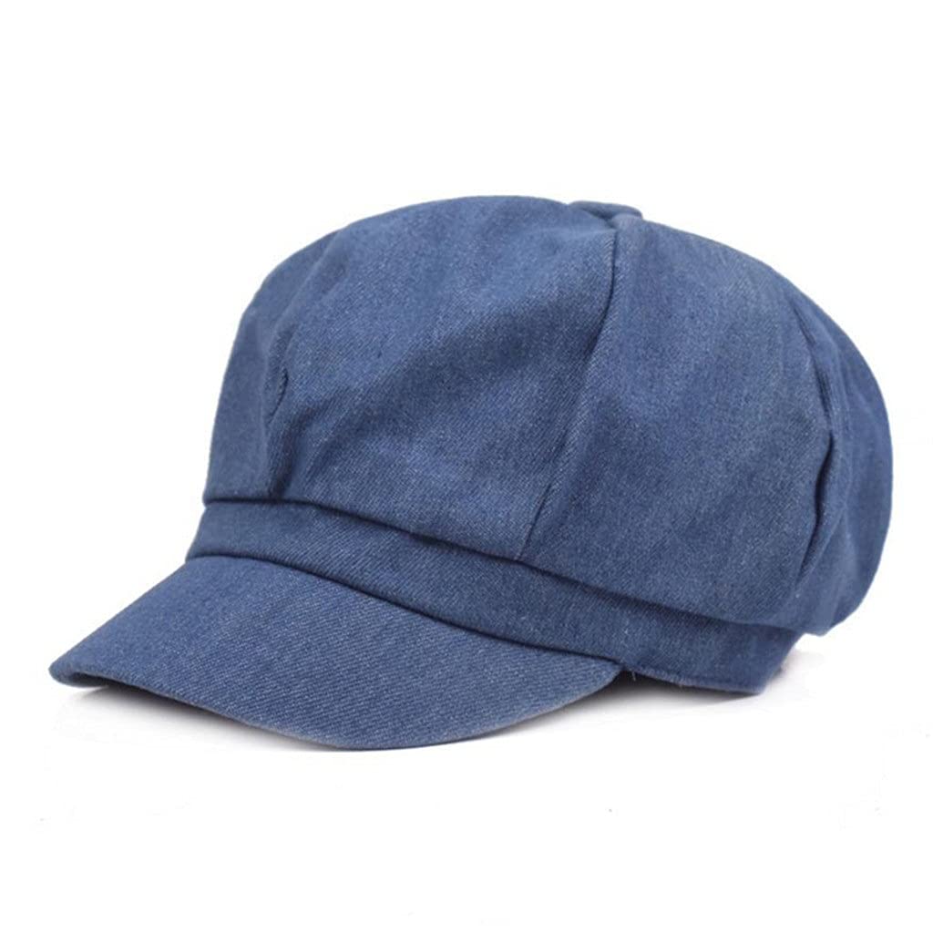Czapka gazeciarza damska Denim ośmiokątna czapka Baker czapka chłopięca kapelusz beret damski wiosenny letni bawełniany francuski kapelusz malarza (kolor: argento, rozmiar: 56-58 cm) (3 szt.)