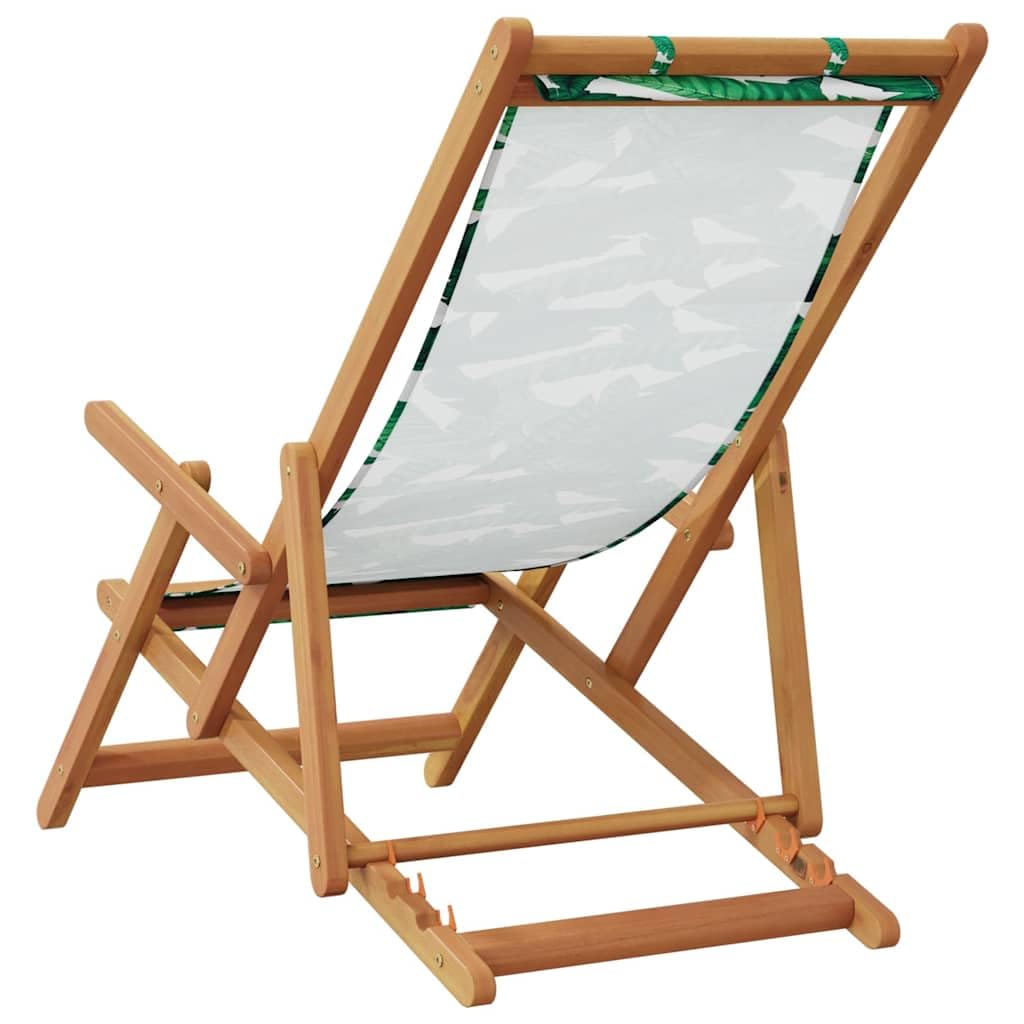 Silla de playa plegable de madera con marco de eucalipto macizo y tela transpirable, ajustable en 3 posiciones, cojín y reposabrazos, resistente hasta 110 kg.