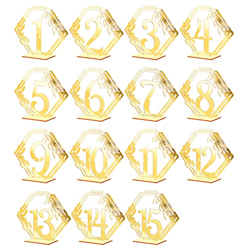 Numéros de table de mariage en acrylique or pour une décoration de table chic