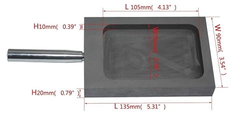Gold Silver Graphite Ingot Mold Mould Crucible For Melting Casting Refining With Metal Bar (5kg)(1kg (flat))