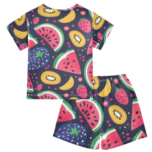ALAZA Watermelon Dragon Fruit Pajamas Short Sleeve 2 Piece Sleepwear Top and Bottom Pajama Set Unisex2