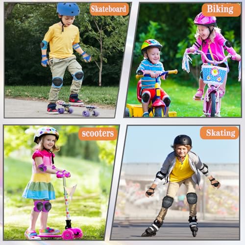 Kids/Youth Protective Gear Set - Knee and Elbow Pads, Wrist Guards for Boys Girls 3-14 Years - Adjustable for Skateboarding, Skating, Skiing, Cycling, Biking, Running, Scooter - Thumbnail 5