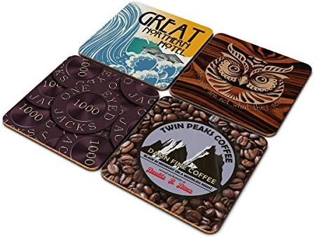 Twin Peaks Coasters In Gift Box, inspired by David Lynch's classic TV Series.