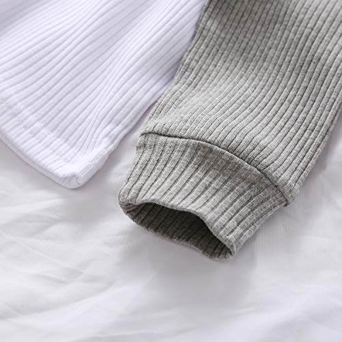 Unisex Toddler Baby Boy Girl Spring Fall Winter Clothes Long Sleeve T-Shirt Tops+Long Pants Two Piece Solid Outfit (A-Gray, 18-24 Months) #TOP4