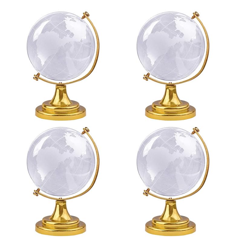 GOJEEVA Feng Shui Crystal Clear 40mm Globe Glass with Engraved Pattern for Vastu Remedy, Table/Desk Decor for Home and Office, (Golden) (Pack Of 4) (B0CRPN6VJ4) Amazon Price History, Amazon Price Tracker