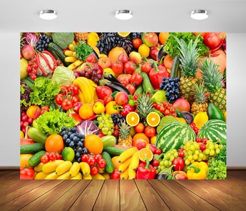 Fondo fotográfico 7x5 ft con frutas variadas miniatura 3