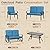 Oakcloud 5-Piece Outdoor Metal Furniture Sets Patio Conversation Set Wrought Iron Glider, 2 Single Chairs, Loveseat and Coffee Table, Peacock Blue