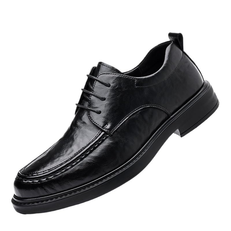 Men's Slip-On Breathable Business Casual Leather Shoes British Style Sneakers with Arch Support Comfortable Loafers for Work