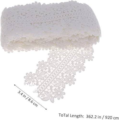 Miniatura 9 de EXCEART 10 Tela de encaje de borde decorativo Tela de encaje bordado de algodón para vestido de novia Diseño de borde Ordenador Blanco