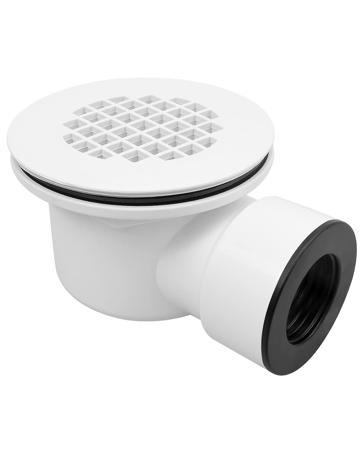 AUGREX Low Profile Shower Drain Base with 1-1/2" Reducer Pipe Fitting and Perforated Strainer, for 1.5 inch Side Outlet Drain and Shower Base PVC Drain