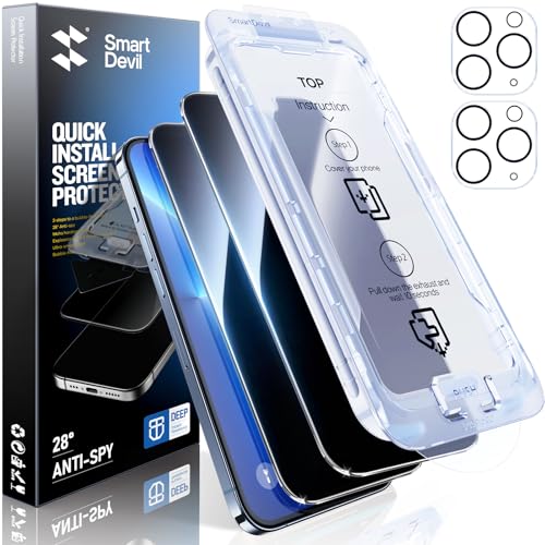 SMARTDEVIL 2+2Pack for iPhone 11 Privacy Screen Protector with Camera Lens Protector,Shatterproof Tempered Glass [True 28°Anti Spy] [9H Hardness] [Automatic Dust-Elimination Install] [Bubble