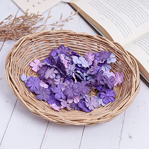 100 Pcs Sakura Patch Cherry Blossom Flowers 30X30Mm Mulberry Paper Flowers Scrapbooking Wedding Diy Craft Supplies Card (Lavender Tone) #TOP2