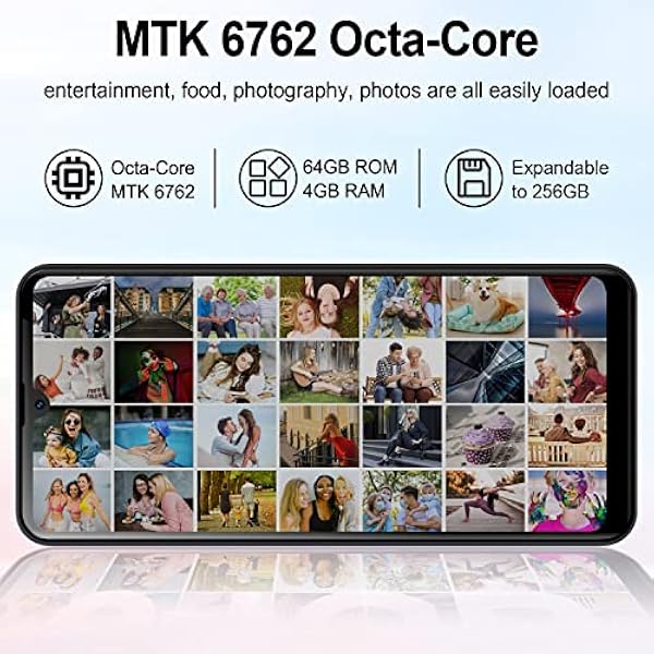 EL X80 6,82" HD Teléfono Móvil Libres Android 11 MTK Helio A25 Octa-Core 4GB RAM 64GB ROM 256GB Ampliables, Dual SIM 4G Smartphone Libre,Cámara con 13MP,5000mAh,OTG/GPS,Huella Digital,Face ID-Negro