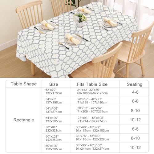 Image of Smiry Rectangle Table Cloth, Waterproof Vinyl Tablecloth with Flannel Backing for Rectangle Tables, Wipeable Spillproof Plastic Tablecloths for Dining, Camping, Indoor and Outdoor 52 inchx70 inch, Beige