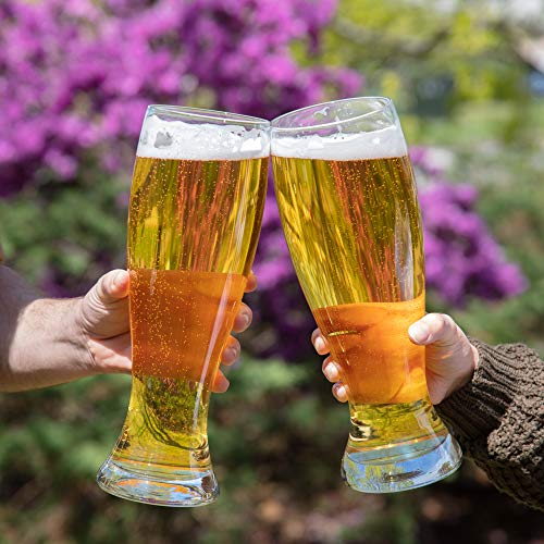 Oversized XL Beer Glasses (2 Pack) - 53 oz - Each Holds up to 4 Bottles of Beer - Fun Giant Glassware for Bachelor Weekends, Parties, Football College & 21st Birthdays - Gift for Him