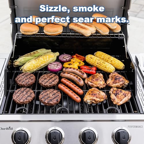 Image of Grill Replacement Parts for Charbroil Performance 4-Burner 463354021 463365021 463352521 463365522 463366022, 17 inch Cooking Grates, Heat Plates & Burners Tubes for Charbroil Gas Grill Repair Kit