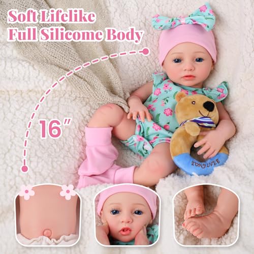 Muñeca Reborn Silicone 16 Pulgadas Cuerpo Completo Realista miniatura 3