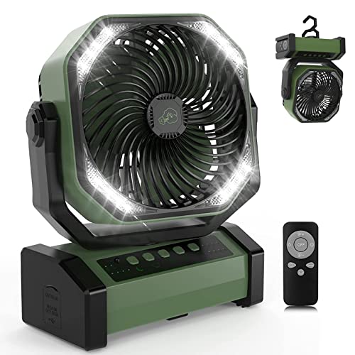 キャンプ 扇風機 車中泊用扇風機 アウトドア扇風機 20000mAh大容量 最大100時間連続使用 超強風 静音 風量4段階調節 16枚高輝度LEDライト搭載 車中泊旅行 サーキュレーター 扇風機 卓上扇風機 キャンプ用品 テントマット 車中泊 コンパクト 持ち運び便利 強力送風 暑さ対策 アウトドア用 （緑）