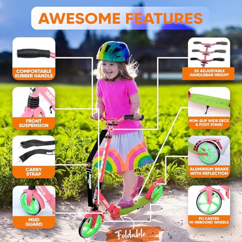 Image of Hurtle Lightweight and Foldable Kick Scooter, Watermelon (HURTS89)
