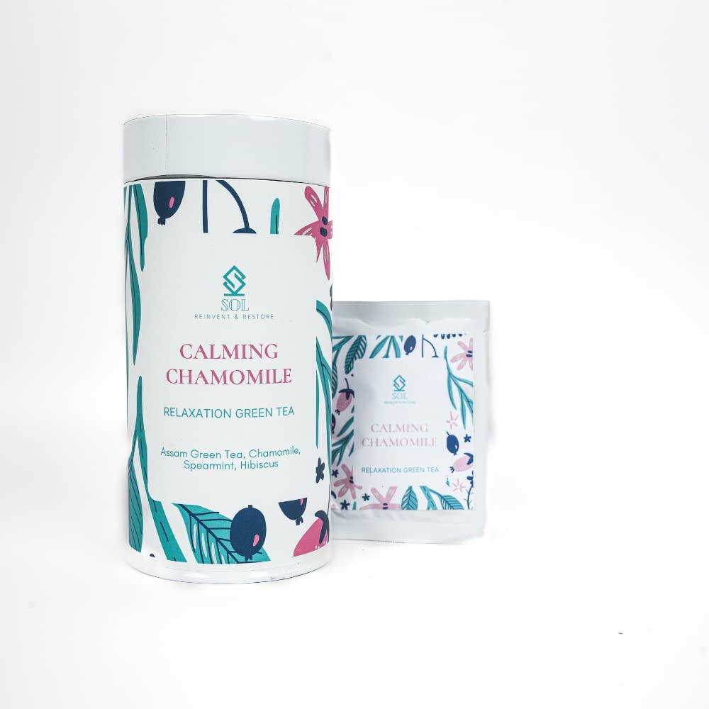 SOL Chamomile Tea Bags For Sleep - With Lemongrass | Sleep Tea For Stress Relief & Anxiety | Helps Relax & Improves Sleep Quality | Caffeine-free Herbal Tea | 20 Tea Bags