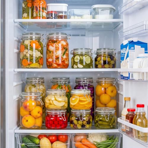 Image of Square Glass Jars with Airtight Lids, Mason Jar with Clamp Lids Multi 5Pack