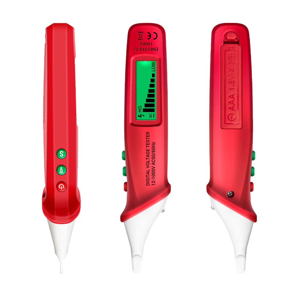 Non-contact Electric Tools Sensor Tester Pen Digital Intelligent AC Voltage Meter 12V-1000V Voltmeter Buzzer Detector (B09KNKFSP7) Amazon Price History, Amazon Price Tracker
