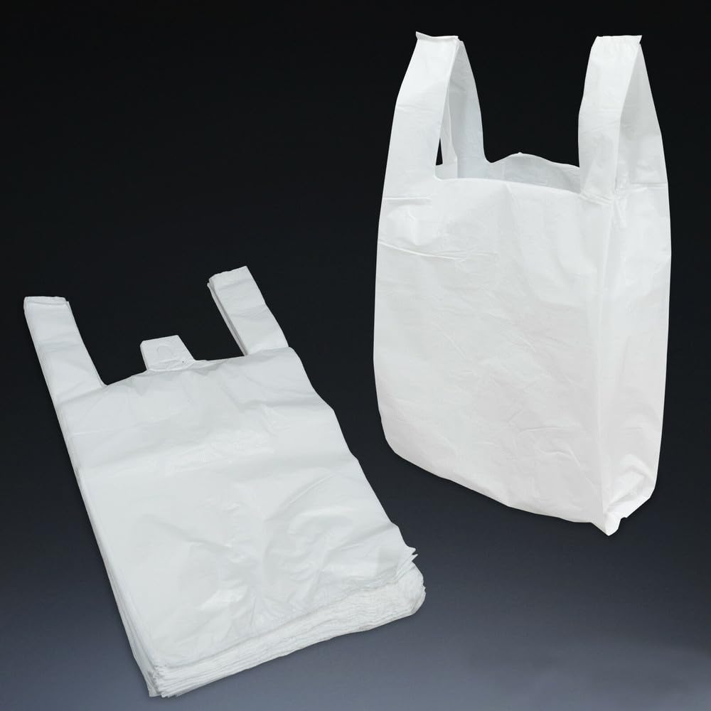 White Plastic Vest Carrier Bags 8x13x18" – Strong Grocery Takeaway Bags – Ideal for Shops, Cafés, Markets, Catering & Retail – Lightweight, Disposable & Food-Safe