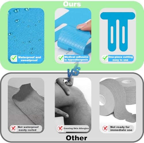 24PCS Precut Kinesiology Tape for Knees - Waterproof Knee Support Tape,Cotton Elastic Athletic KT Tape,Pain Relief Muscle Joint Support,6 Colors Easy Apply Precut Strips,4 Per Color — view 4