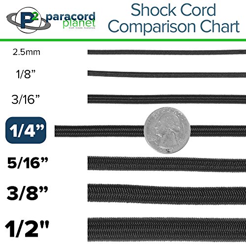 Paracord Planet | 1/4 Inch Elastic Shock Bungee Cord Nylon Crafting Stretch String Rope | Made in the USA | Black, 100 Feet by Paracord Planet - Image 3