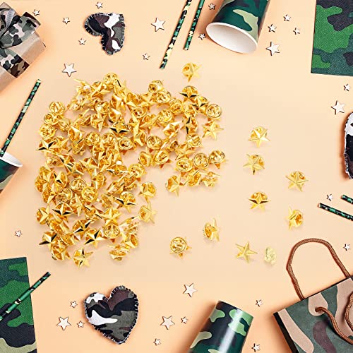 Fumete 100 Pieces Star Badge Lapel Pin Veterans Day Star Pins For Backpacks Star Badge Pins Military Award Pins Labor Day 4Th Of July Memorial Day Stars Brooches (Gold) #TOP6