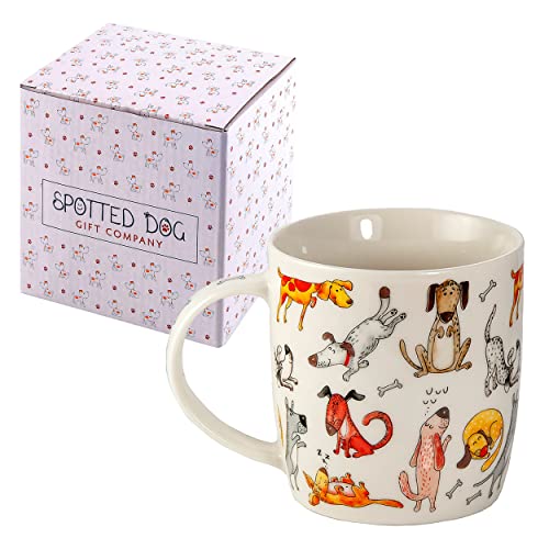 SPOTTED DOG GIFT COMPANY Koffiemok, Hond Mok voor Thee, Melk en Chocolade, Keramische Koffiekopje Enkele Mok voor Koude/Warme Dranken, Magnetron- en Vaatwasserbestendig 350 ml (Funny Dogs)