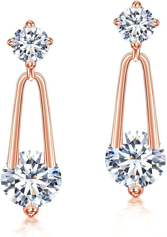 Amazon 限定商品 ピアス レディース 人気 最高級ジルコニア ピアス 揺れる 愛の物語 金属アレルギー対応 シルバー925 ピアス 18金 ピンクゴールド ピアス 女性 アクセサリー ピアス 通販
