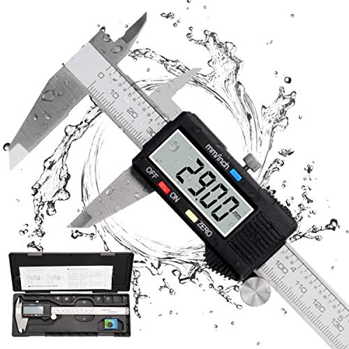 Image of CorceptiveWaterproof Digital Vernier Caliper - Stainless Steel Electronic Measuring Tool (0-150mm / 0-6 Inch) with LCD Display, Inch /MM Conversion, IP54 Protection