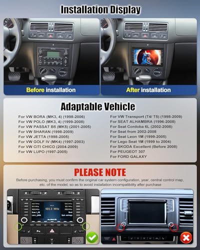 Autoradio Golf 4 Android 15 CAMECHO double Din écran tactile