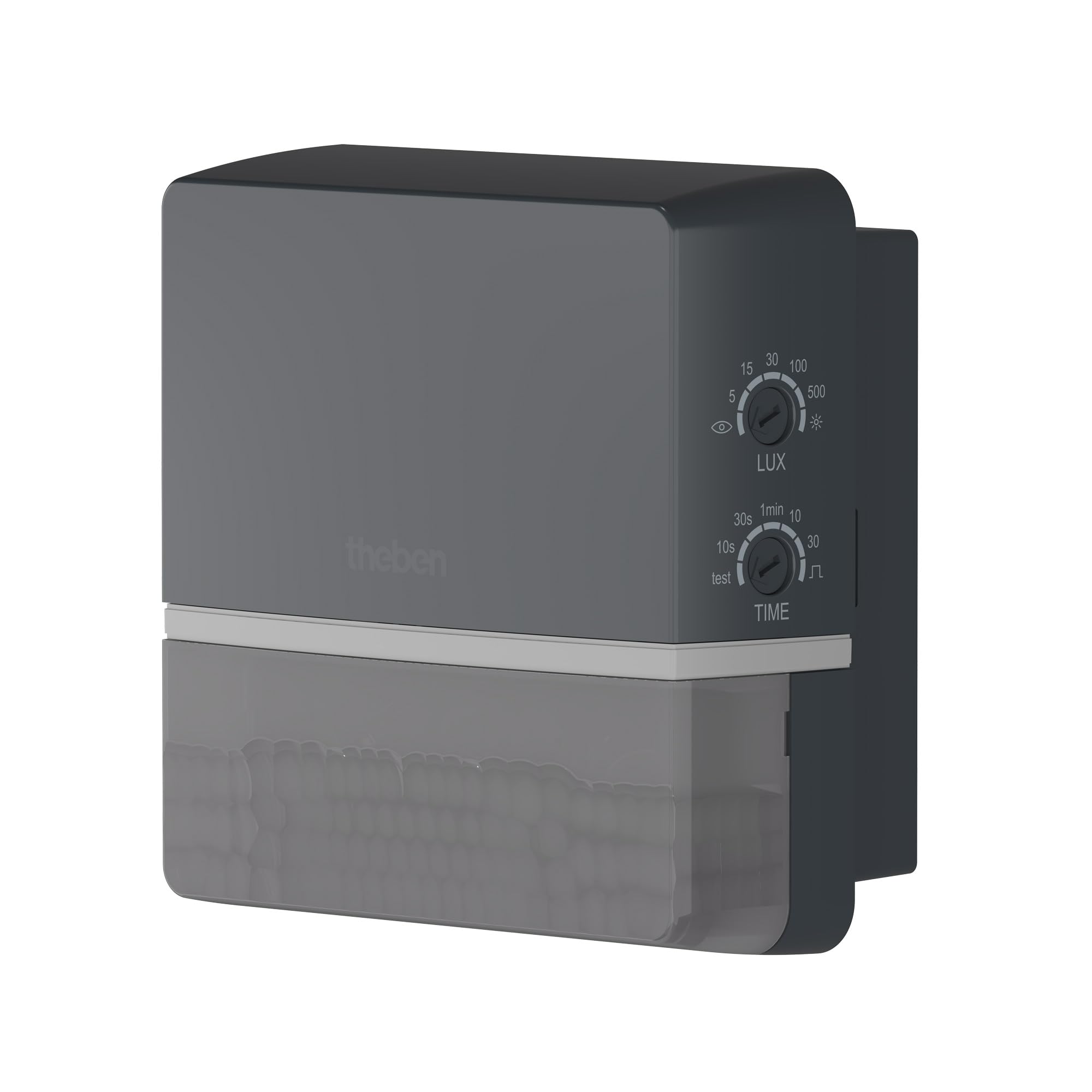 Theben 1010101 TECTA D180 AN detector de movimiento PIR 180° 14 m | 10 s-30 min, 5-500 lx, 400 W LED, 10 A, medición continua, cobertura bajo el detector, preconfigurado, Exit-on, IP55