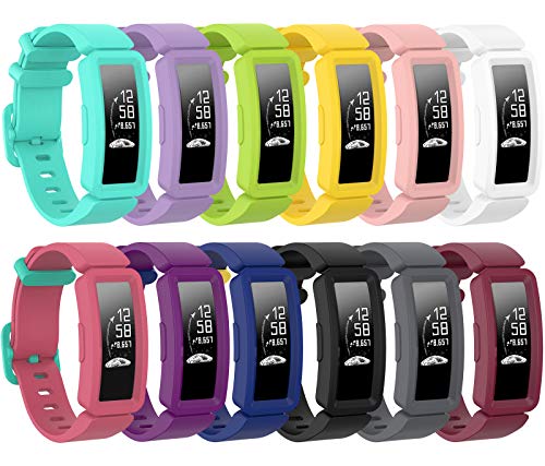 Bolesi Bands Replacement Compatible with Fitbit ace 2,Water Resistant Fitness Watch Strap Compatible for Fitbit ace 2 Bands for Kids Boys Girls((12pack)