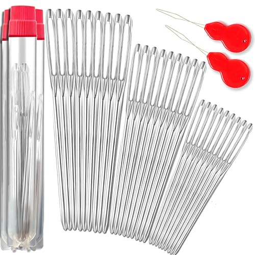 Image of Large-Eye Blunt Needles, Sewing Needles, Embroidery Thread Needle | Stainless Steel ,Handmade Yarn Knitting Needles Leather Needle, Suitable for Crochet Project. (27 PCS)