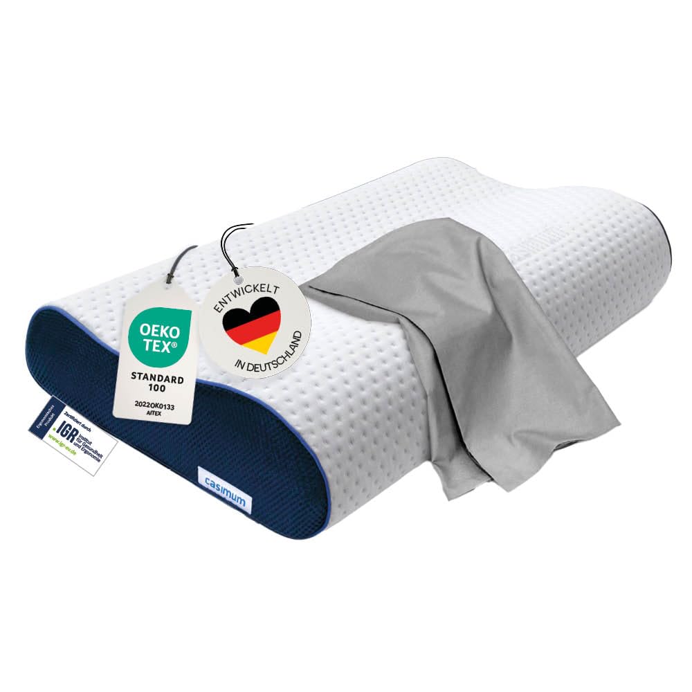 Höhenverstellbares Nackenstützkissen aus Memory Foam – 60x30 cm, grau, mittelfest
