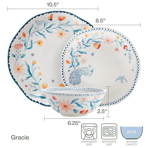Fitz-and-Floyd-Gracie-Floral-12-Piece-Dinnerware-Set-Service-for-4 Fitz and Floyd Gracie Floral 12 Piece Dinnerware Set Service for 4